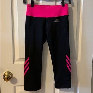 Black and Pink Adidas Cropped Leggings